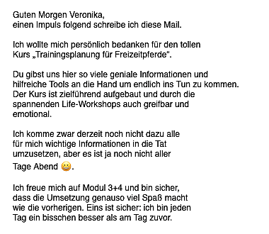 Originalnachricht aus dem Trainingskurs 2