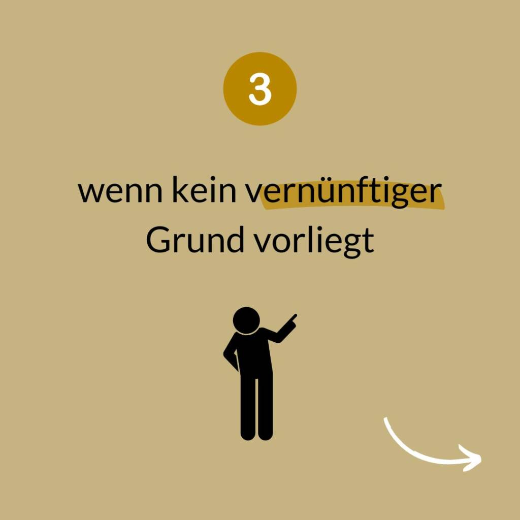 Karte 3 der Serie: Wenn kein vernünftiger Grund vorliegt, dargestellt mit einer mahnend zeigenden Figur
